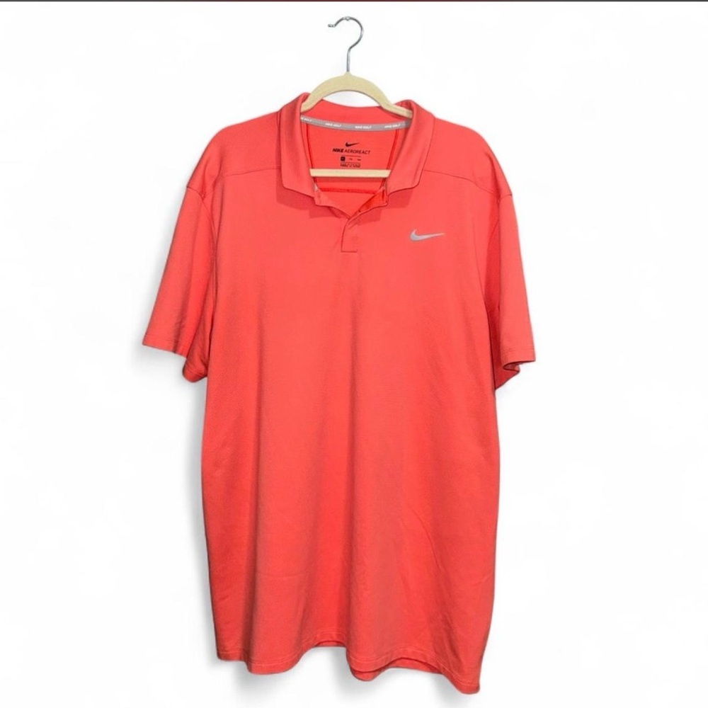 Nike Aeroreact Men’s Coral Orange Ribbed Golf Polo Short Sleeve Shirt Size XXL